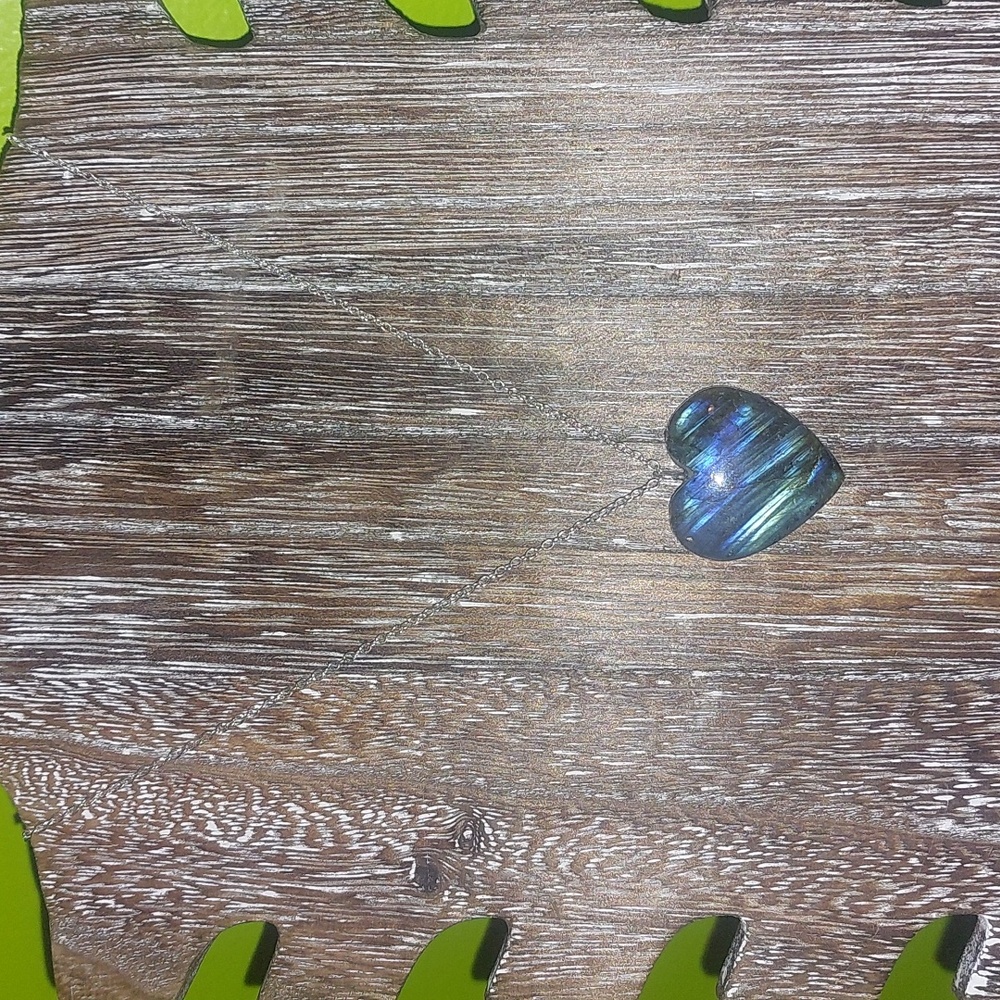 Dainty Labradorite Heart Necklace